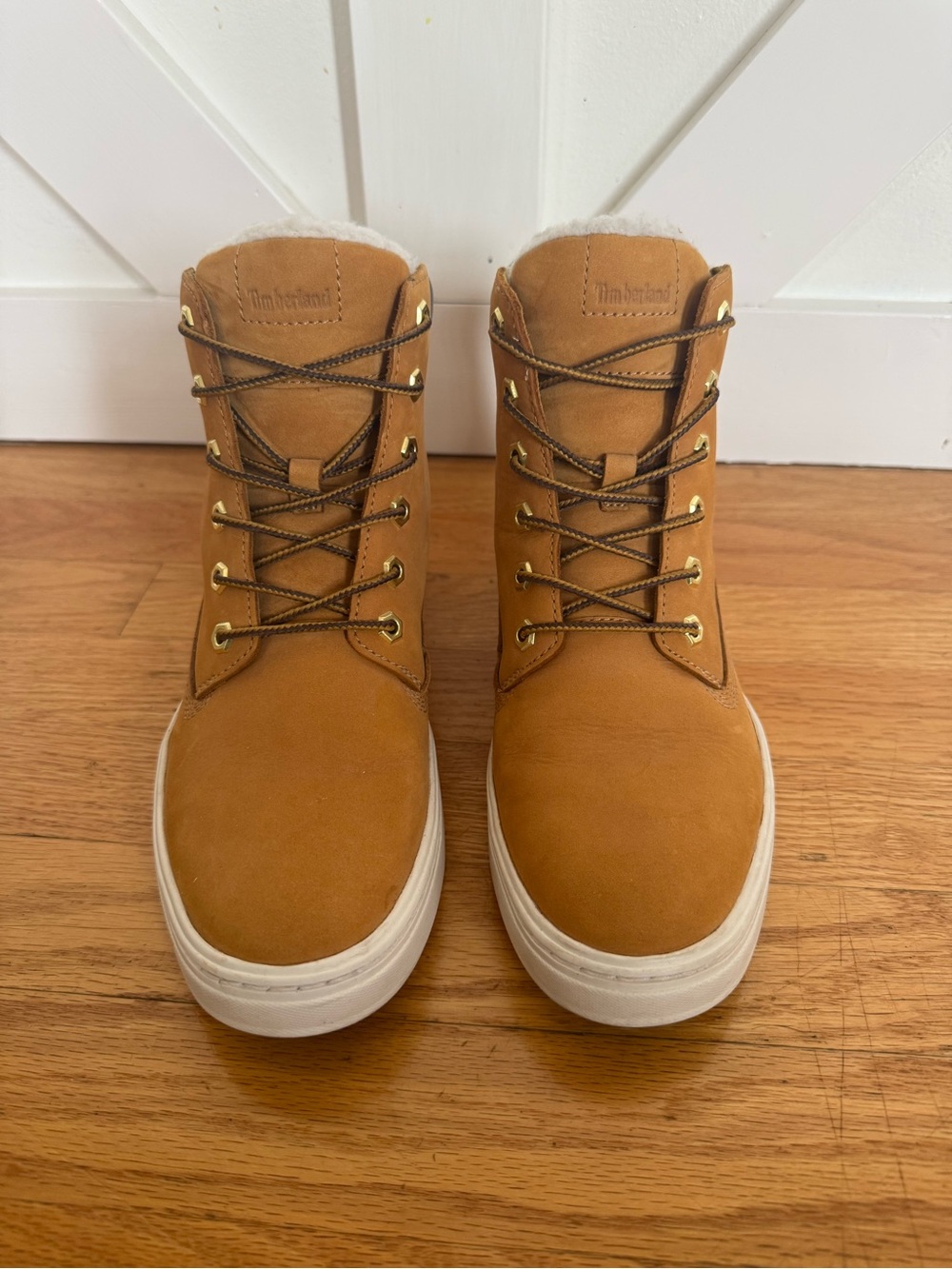 Timberland Wheat Nubuck Lace-Up Ankle Boots with White Sole